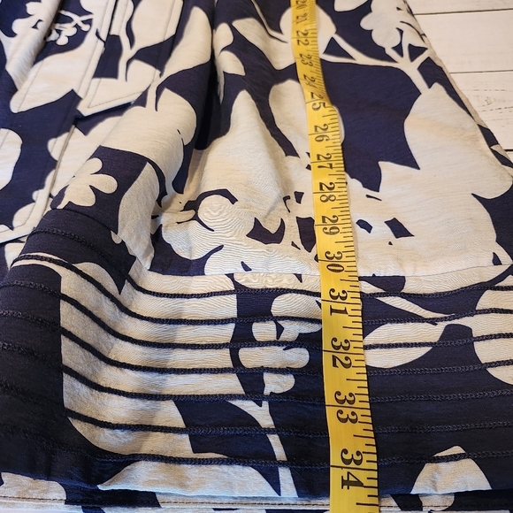 Adrianna Papell Cream/Blue Midi Dress With Embroidery, Cap Sleeves, Size 8P - Picture 12 of 12